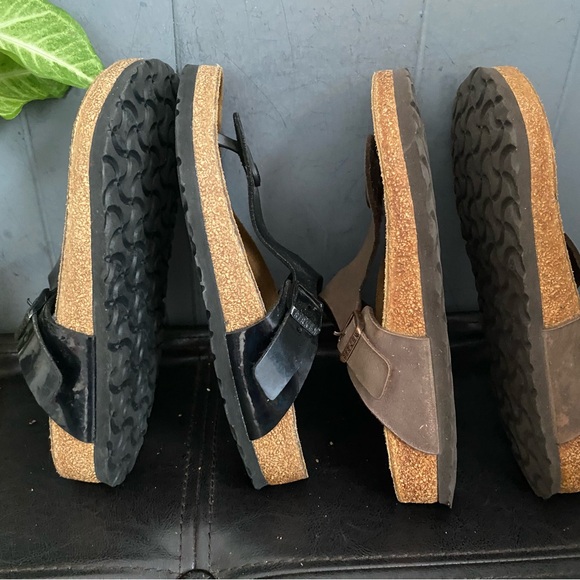 LOT 2 Pre-owned Birkenstock Gizeh Sandals in Black and Brown 37/6 Women’s - Picture 3 of 7